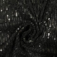 Black Color Net Sequins Embroidered Fabric
