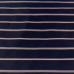 Navy Blue Color Metallic Stripe Fabric