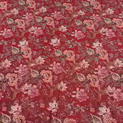 Red Colour Corduroy Printed Fabric