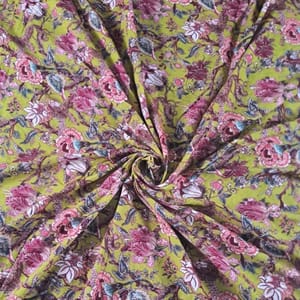 Yellow Colour Corduroy Printed Fabric