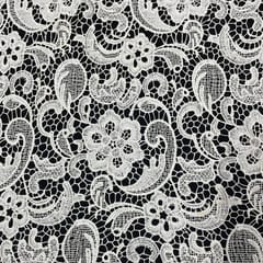 White Color Prada Net Cutwork Embroidered Fabric
