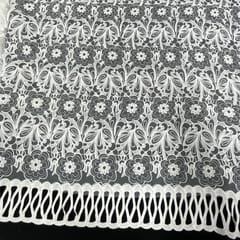 White Color Net Embroidered Fabric