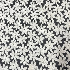 White Color Net Embroidered Fabric