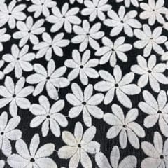 White Color Net Embroidered Fabric