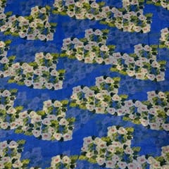 Blue Colour Pure Super Net Printed Fabric