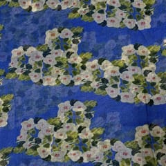 Blue Colour Pure Super Net Printed Fabric