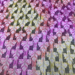 Yellow Color Pure Chanderi Silk Self Printed Fabric
