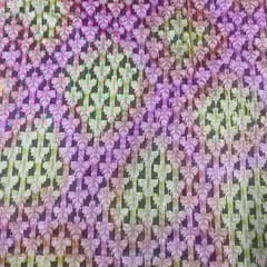 Yellow Color Pure Chanderi Silk Self Printed Fabric