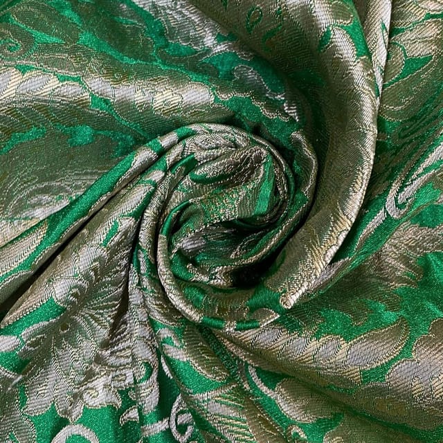 Light Green Color Pure Brocade Fabric
