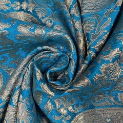 Blue Color Pure Brocade Fabric