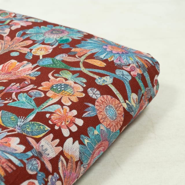 Multi Colour Corduroy Printed Fabric (1.30Meter Piece)