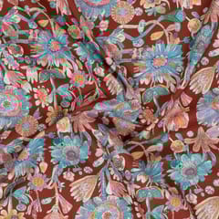 Multi Colour Corduroy Printed Fabric (1.30Meter Piece)