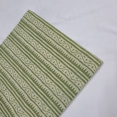 Green Color Cambric Cotton Dabu Printed Fabric