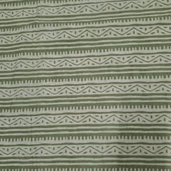 Green Color Cambric Cotton Dabu Printed Fabric