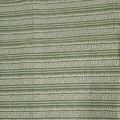 Green Color Cambric Cotton Dabu Printed Fabric