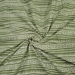 Green Color Cambric Cotton Dabu Printed Fabric