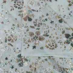 Dyeable Multi Colour Georgette Sequins Embroidered Fabric (60Cm Piece)