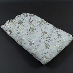 Dyeable Multi Colour Georgette Sequins Embroidered Fabric (60Cm Piece)