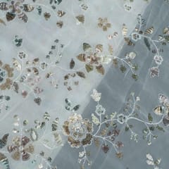 Dyeable Multi Colour Georgette Sequins Embroidered Fabric (60Cm Piece)