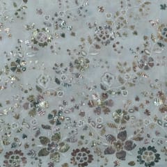 Dyeable Multi Colour Georgette Sequins Embroidered Fabric (60Cm Piece)