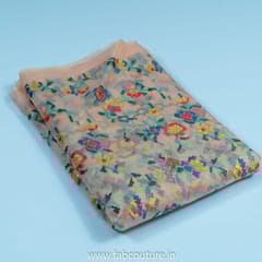 Peach Colour Organza Embroidered Fabric (1.90Meter Piece)
