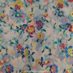 Peach Colour Organza Embroidered Fabric (1.90Meter Piece)