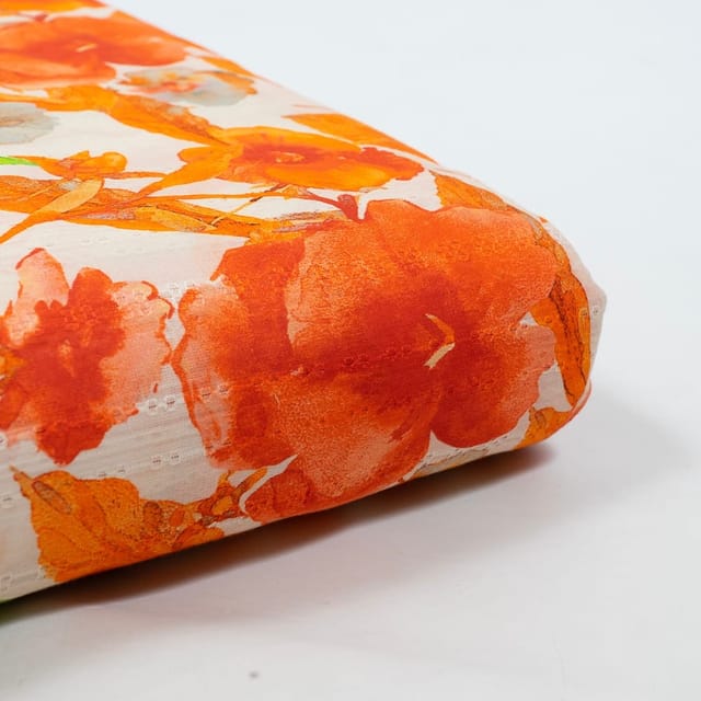 Multi Colour Viscose Cotton Dobby Printed Fabric