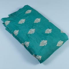 Green Colour Muslin Embroidered Fabric (1.40Meter Piece)