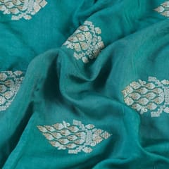 Green Colour Muslin Embroidered Fabric (1.40Meter Piece)
