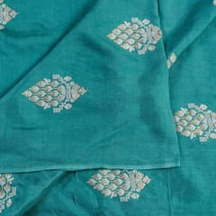 Green Colour Muslin Embroidered Fabric (1.40Meter Piece)