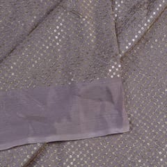 Taupe Grey Colour Chinon Chiffon Sequins Embroidered Fabric (1.50Meter Piece)