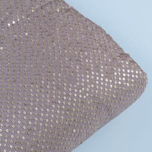 Taupe Grey Colour Chinon Chiffon Sequins Embroidered Fabric (1.50Meter Piece)