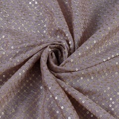 Taupe Grey Colour Chinon Chiffon Sequins Embroidered Fabric (1.50Meter Piece)