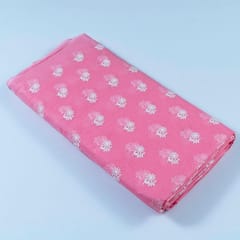 Pink Colour Pure Kota Thread Embroidered Fabric (75cm Piece)