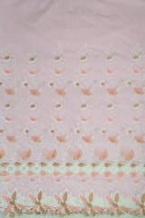 Pink Colour Cotton Embroidered Fabric