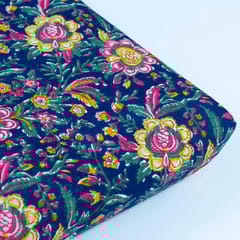Blue Colour Cotton Cambric Printed Fabric (1.40Meter Piece)
