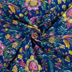 Blue Colour Cotton Cambric Printed Fabric (1.40Meter Piece)