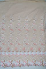 Beige Colour Cotton Embroidered Fabric