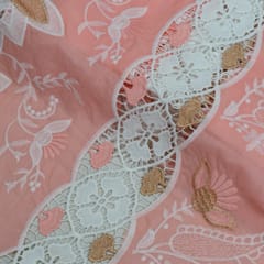 Gajree Colour Cotton Embroidered Fabric