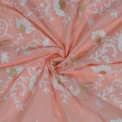 Gajree Colour Cotton Embroidered Fabric