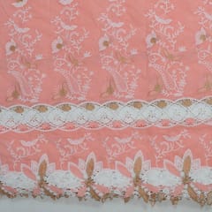 Gajree Colour Cotton Embroidered Fabric