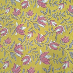 Mustard Color Cotton Flex Discharge Printed Fabric