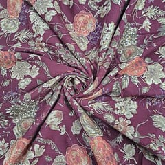 Dark Majenta Color Cotton Flex Discharge Printed Fabric