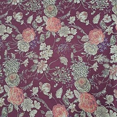 Dark Majenta Color Cotton Flex Discharge Printed Fabric