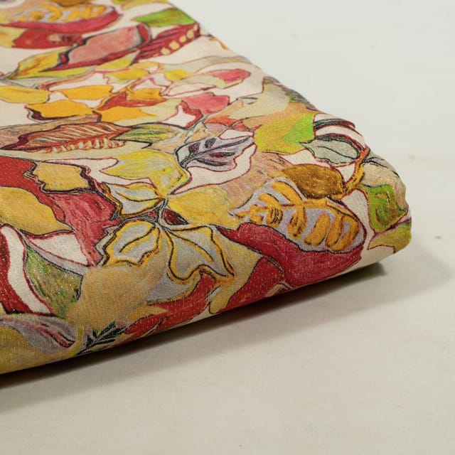 Multi Colour Muslin Shimmer Digital Printed Fabric