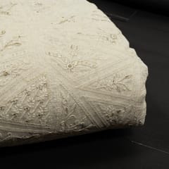 Dyeable Chanderi Embroidered Fabric