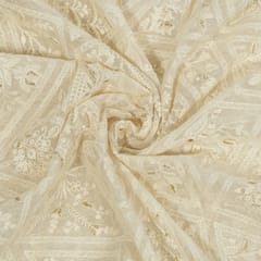 Dyeable Chanderi Embroidered Fabric