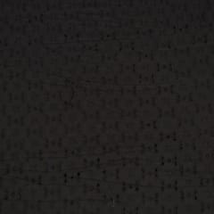 Black Colour Cotton Chikan Embroidered Fabric