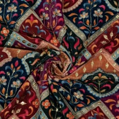 Multi Colour Velvet Print with Embroidered Fabric