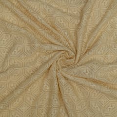 Cream Colour Georgette Embroidered Fabric